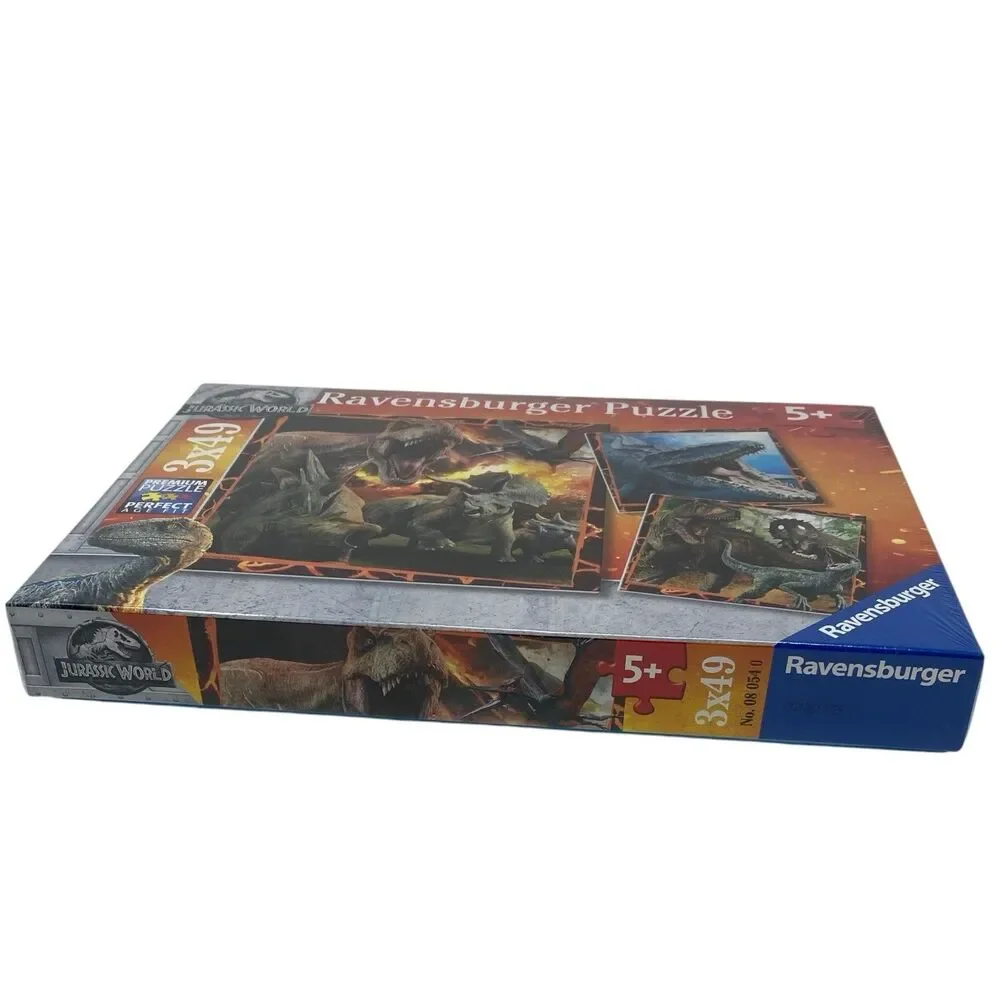 Jurassic World Puzzle Set 3x49 Piece Dinosaurs T-Rex Kids Age 5+ Ravensburger